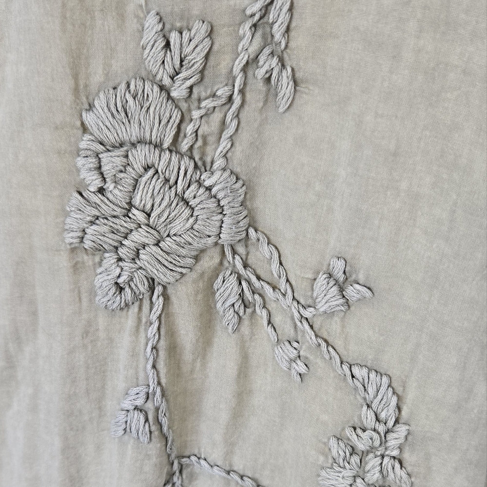 🏷️Anthropologie KYLA SEO Handmade Cool Sage Misha Embroidered Boho Chic 0-2X - Picture 8 of 12